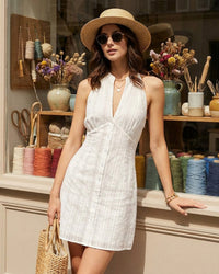 Women's Woven Cotton Mini Dress Dresses - RIHOAS
