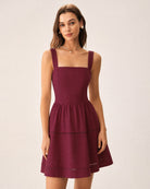 Women's Woven Cotton Mini Dress Dresses - RIHOAS