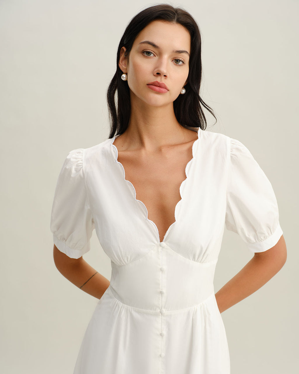 Women's Woven Cotton Mini Dress Dresses - RIHOAS