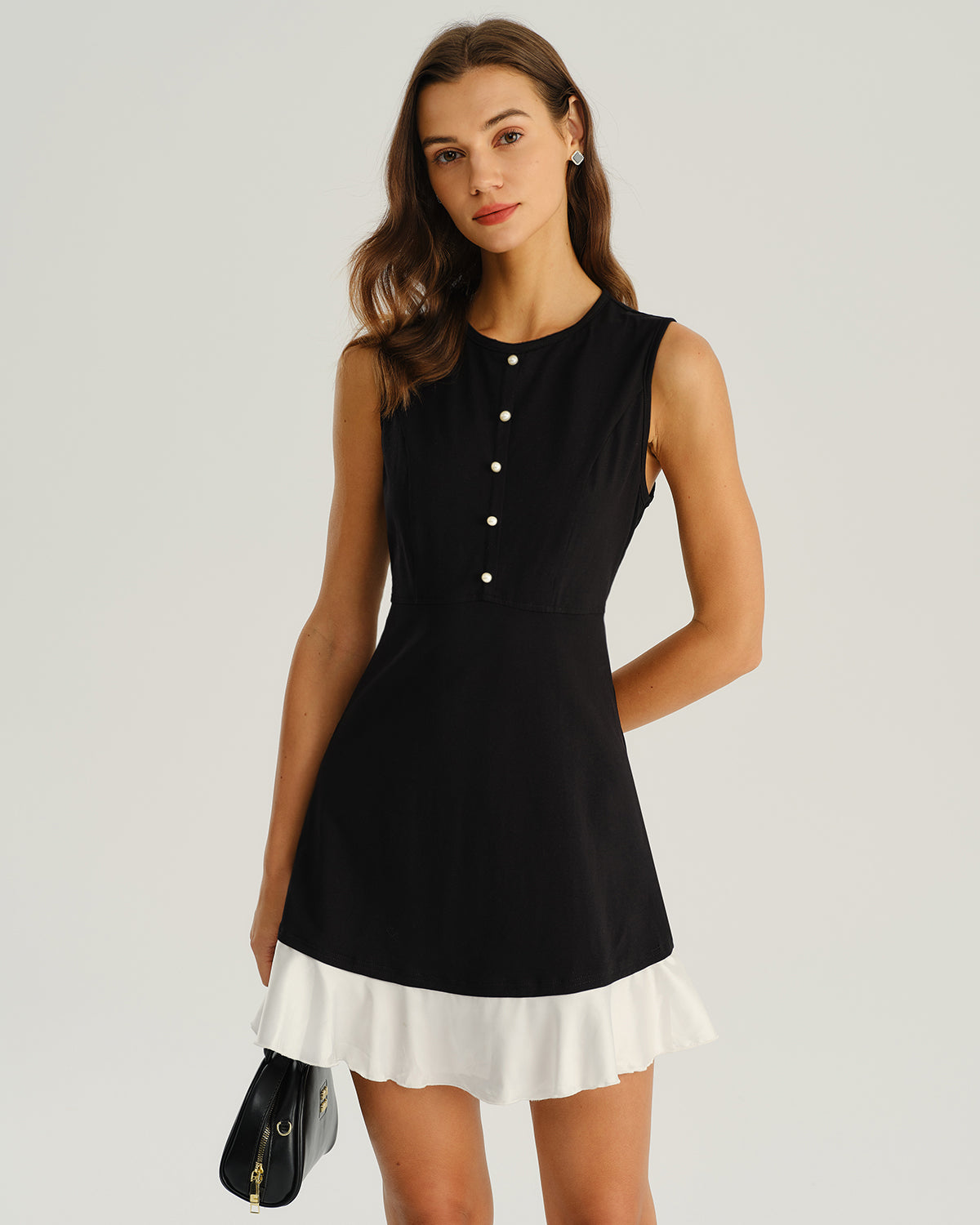 Black Contrasting A-Line Sleeveless Mini Dress & Reviews - Black - Dresses | RIHOAS Black Contrasting A-Line Sleeveless Mini Dress & Reviews - Black - Dresses | RIHOAS