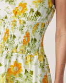 Green Floral Boat Neck Mini Dress