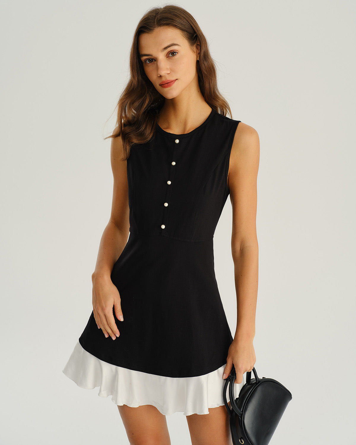 Black Contrasting A-Line Sleeveless Mini Dress & Reviews - Black - Dresses | RIHOAS Black Contrasting A-Line Sleeveless Mini Dress & Reviews - Black - Dresses | RIHOAS
