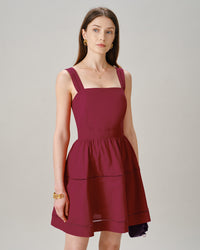 Women's Woven Cotton Mini Dress Red Dresses - RIHOAS