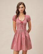 Women's Woven Cotton Mini Dress Red Dresses - RIHOAS