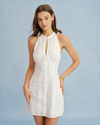 Women's Woven Cotton Mini Dress White Dresses - RIHOAS