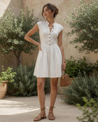 Women's Woven Cotton Mini Dresses - RIHOAS