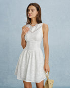 Women's Woven Cotton Mini Dresses White Dresses - RIHOAS