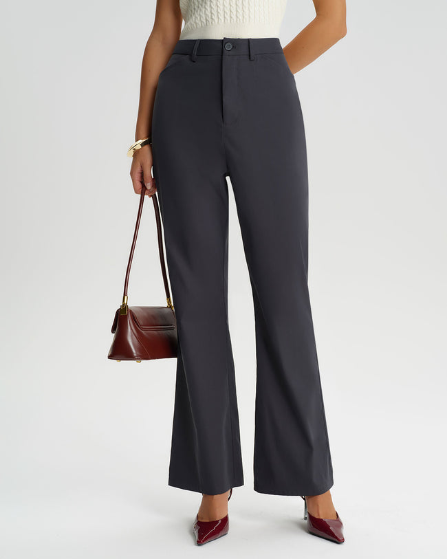 Women's Woven Cotton Pants Grey Bottoms - RIHOAS