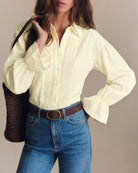 Women's Woven Cotton Shirt Apricot Tops - RIHOAS