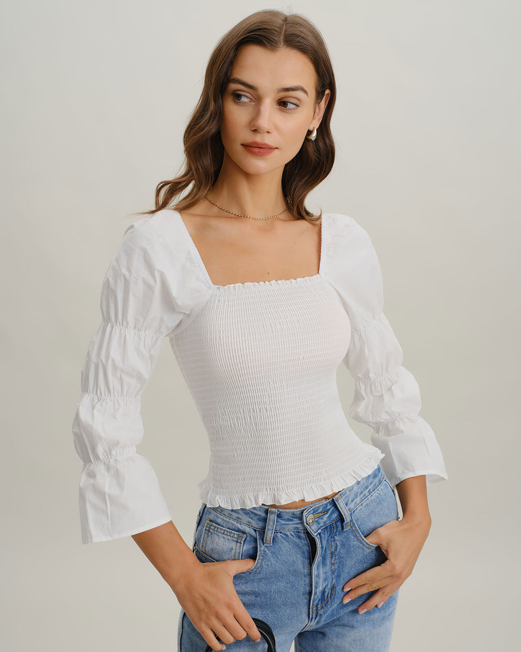 Women's Woven Cotton Shirt Tops - RIHOAS