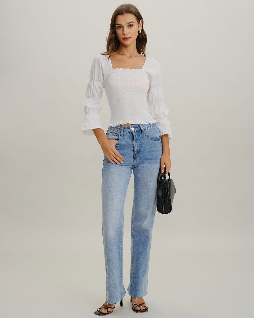 Women's Woven Cotton Shirt Tops - RIHOAS