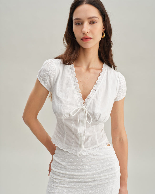 Women's Woven Cotton Shirt Tops - RIHOAS
