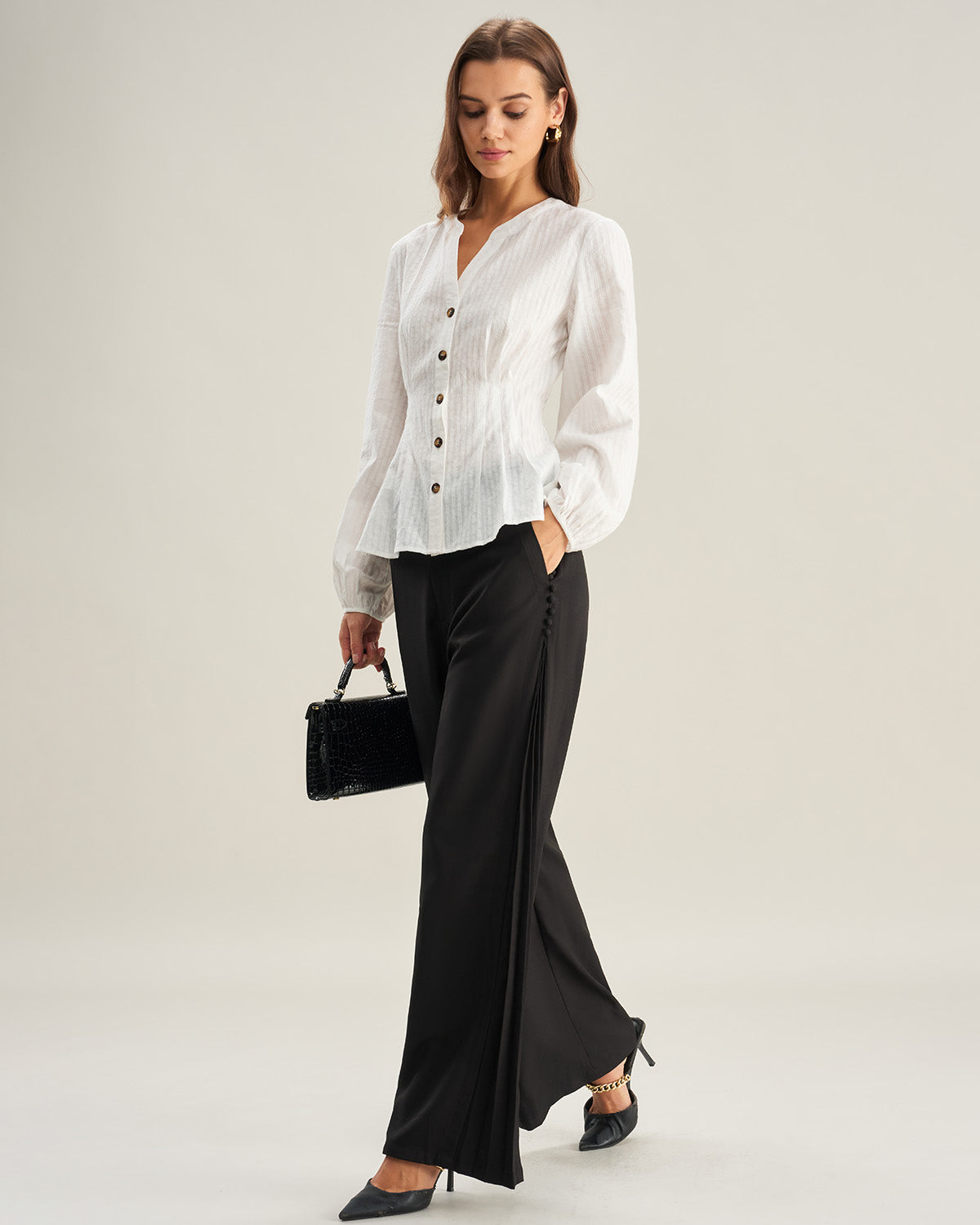 Women's Woven Cotton Shirt Tops - RIHOAS