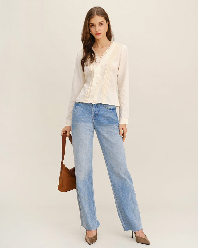 Women's Woven Cotton Shirts Tops - RIHOAS