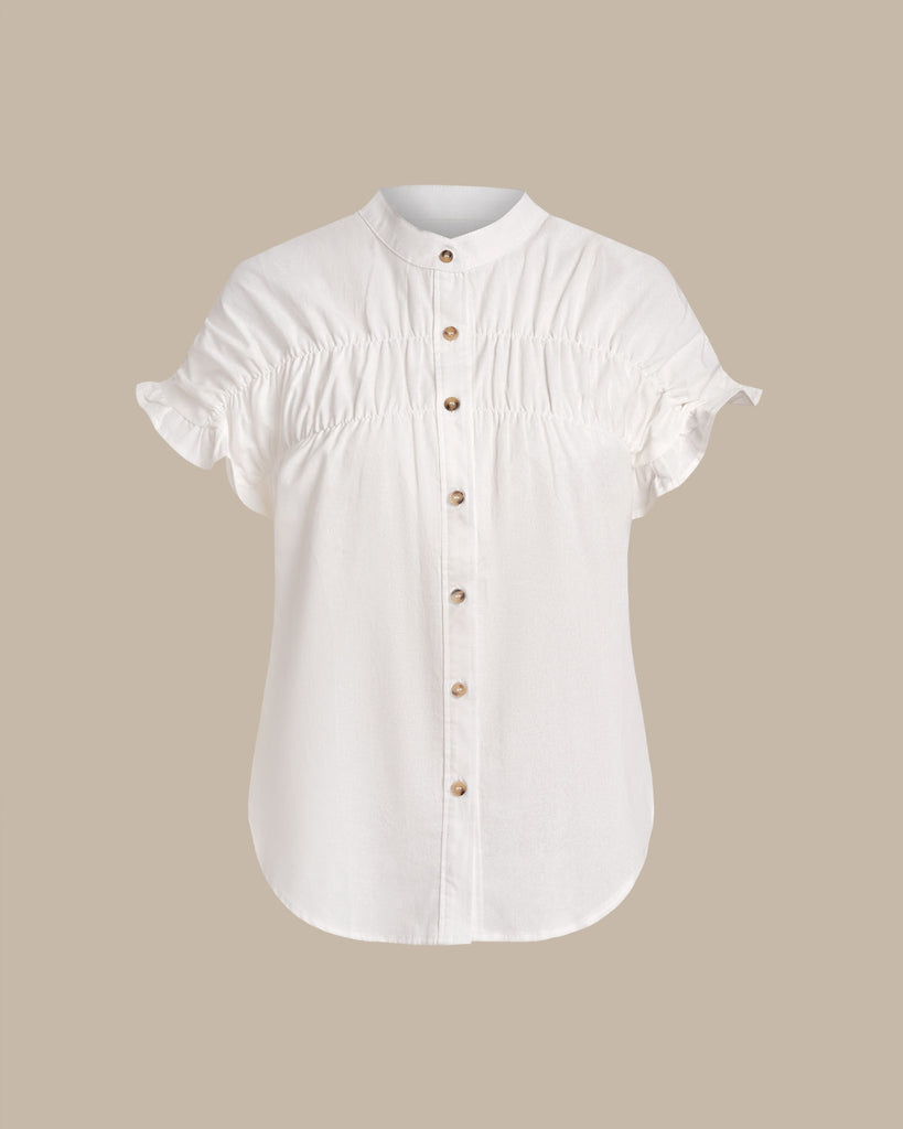 Women's Woven Cotton Shirts White Tops - RIHOAS