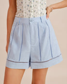 Women's Woven Cotton Shorts Blue Bottoms - RIHOAS