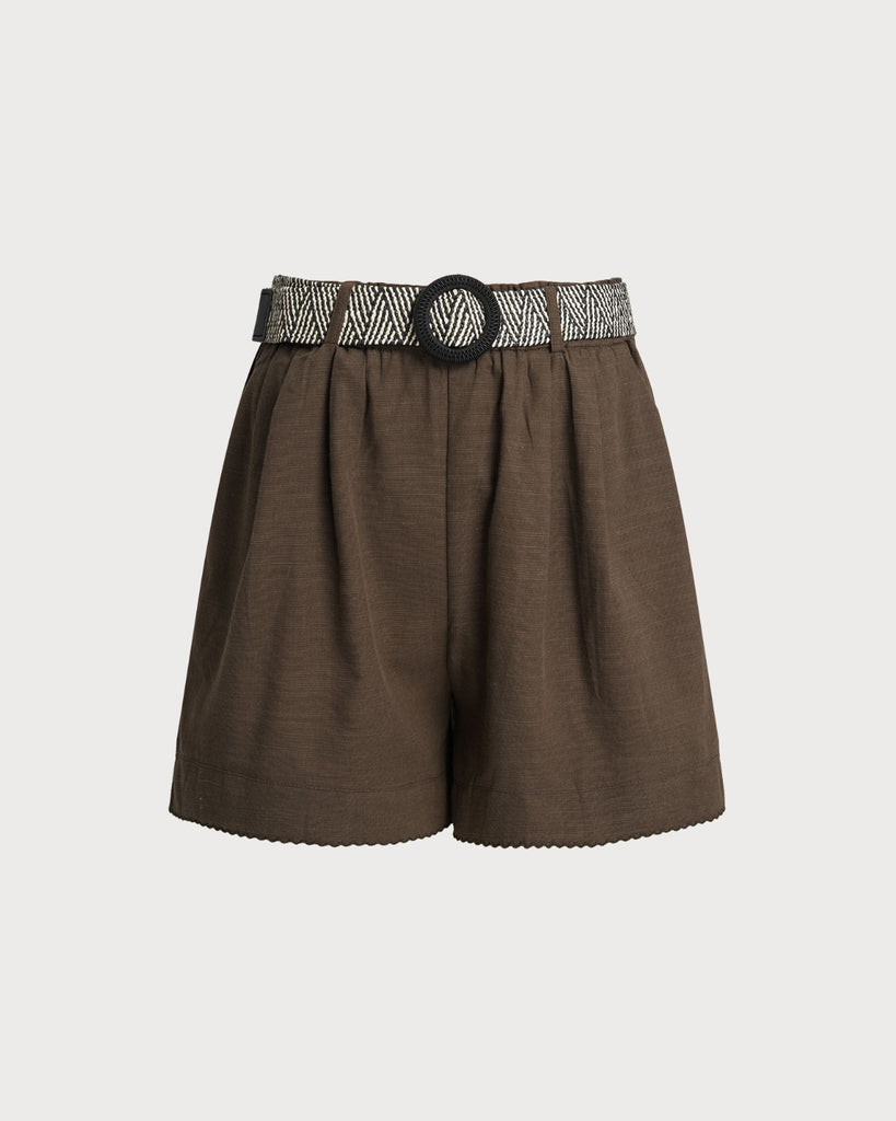 Women's woven cotton Shorts Coffee Bottoms - RIHOAS