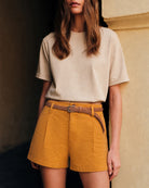 Women's Woven Cotton Shorts Yellow Bottoms - RIHOAS