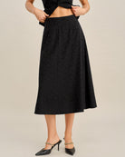 Women's Woven Cotton Skirt Black Bottoms - RIHOAS