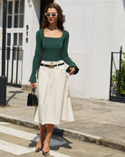 Women's Woven Cotton Skirt Bottoms - RIHOAS