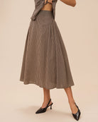 Women's Woven Cotton Skirt Brown Bottoms - RIHOAS