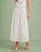 Women's Woven Cotton Skirt White Bottoms - RIHOAS
