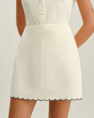 Women's Woven Cotton Skirt White Bottoms - RIHOAS