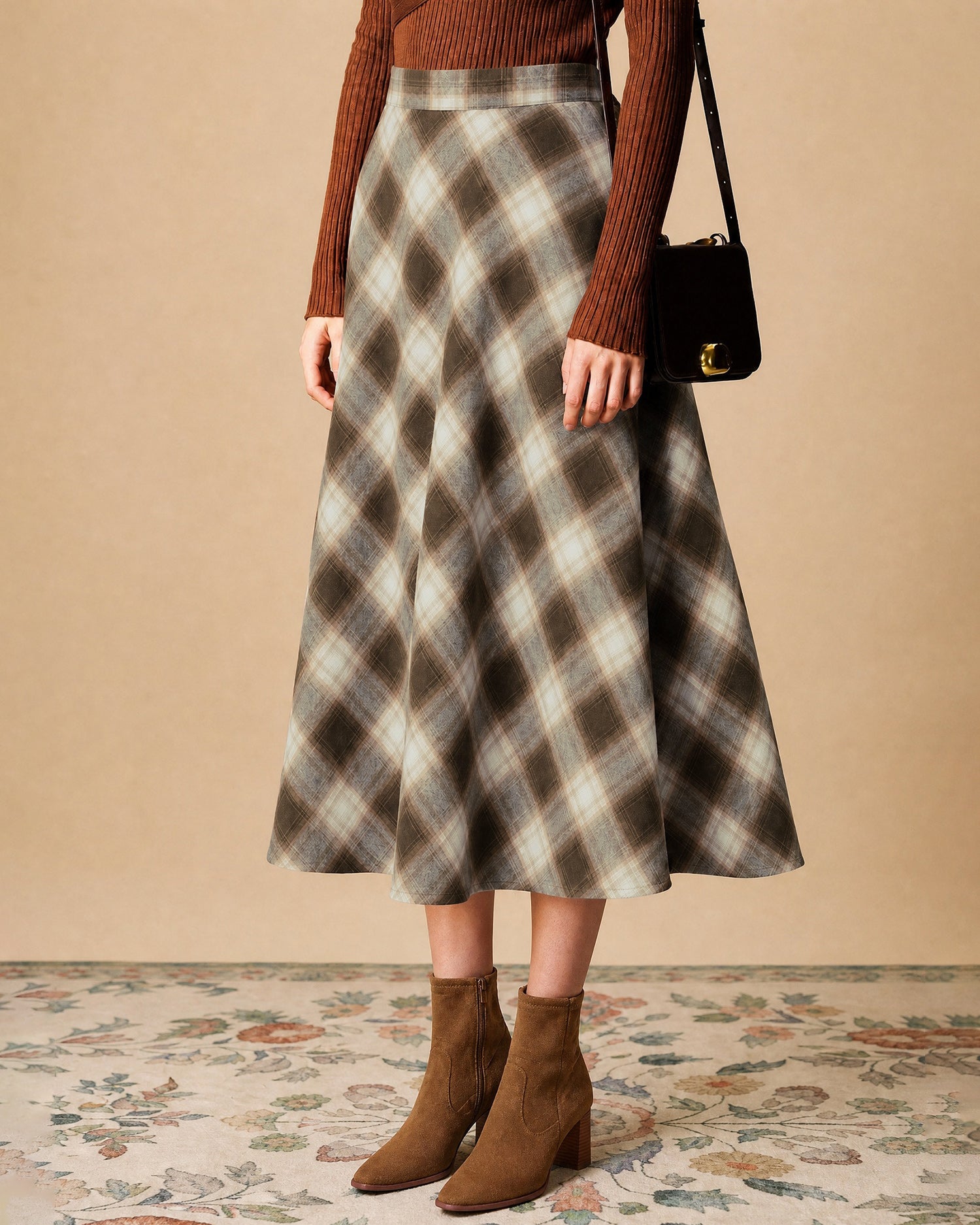 Women's Woven Cotton Skirts Brown - RIHOAS