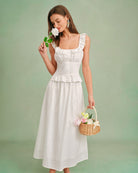 Women's Woven Cotton Tank Tops White Tops - RIHOAS