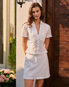 Women's Woven Cotton Tees Tops - RIHOAS