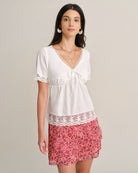 Women's Woven Cotton Tees White - RIHOAS