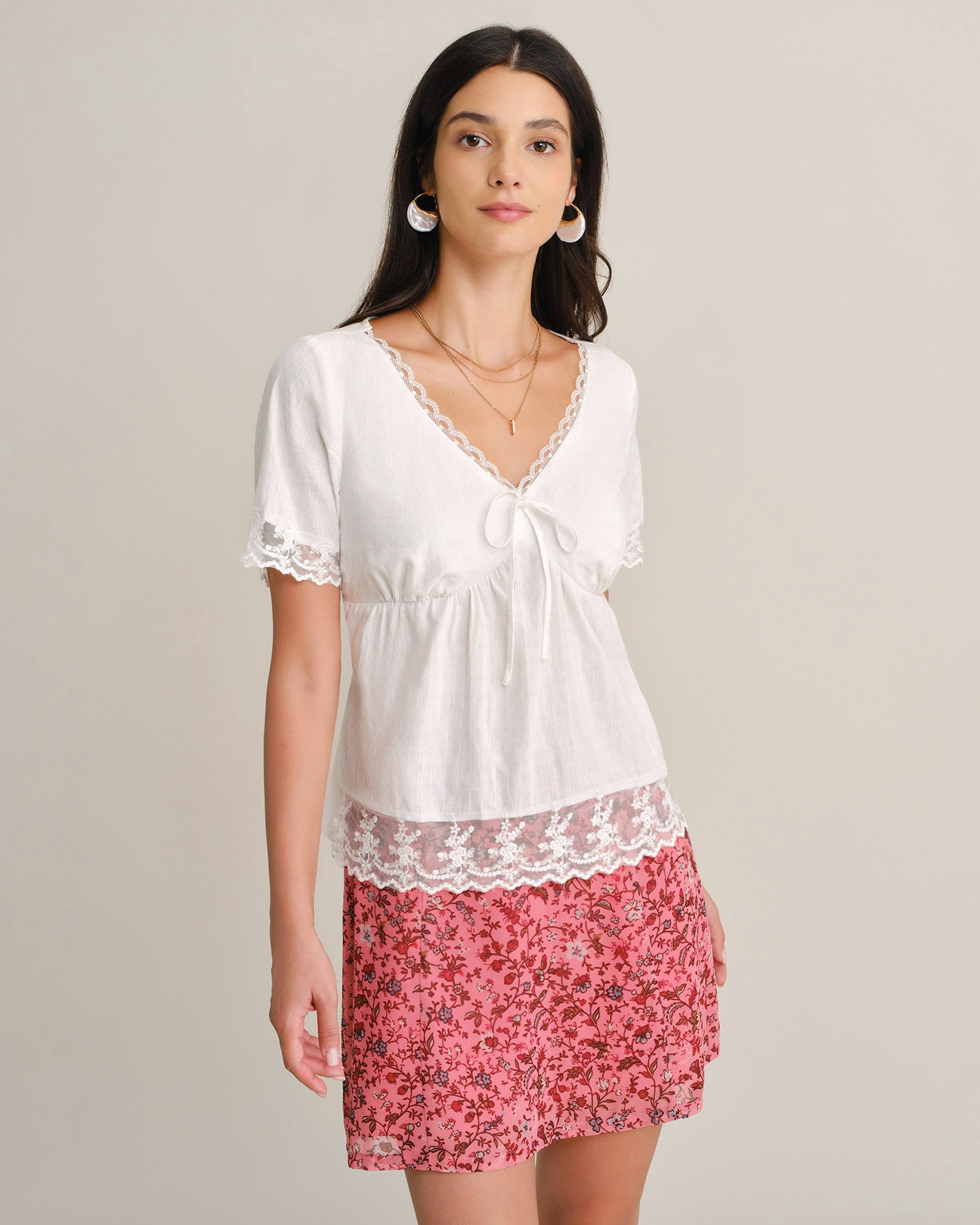 Women's Woven Cotton Tees White - RIHOAS