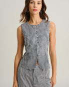 Women's Woven Cotton Vest Black Tops - RIHOAS