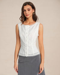 Women's Woven Cotton Vest Tops - RIHOAS