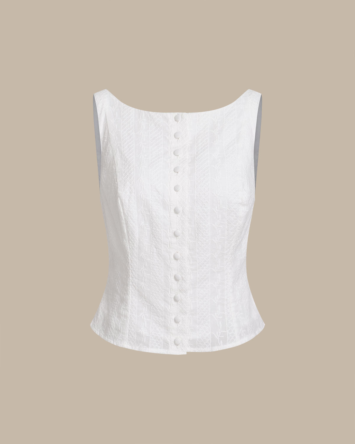 Women's Woven Cotton Vest White Tops - RIHOAS