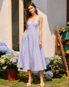 Women's Woven Linen Midi Dress Dresses - RIHOAS