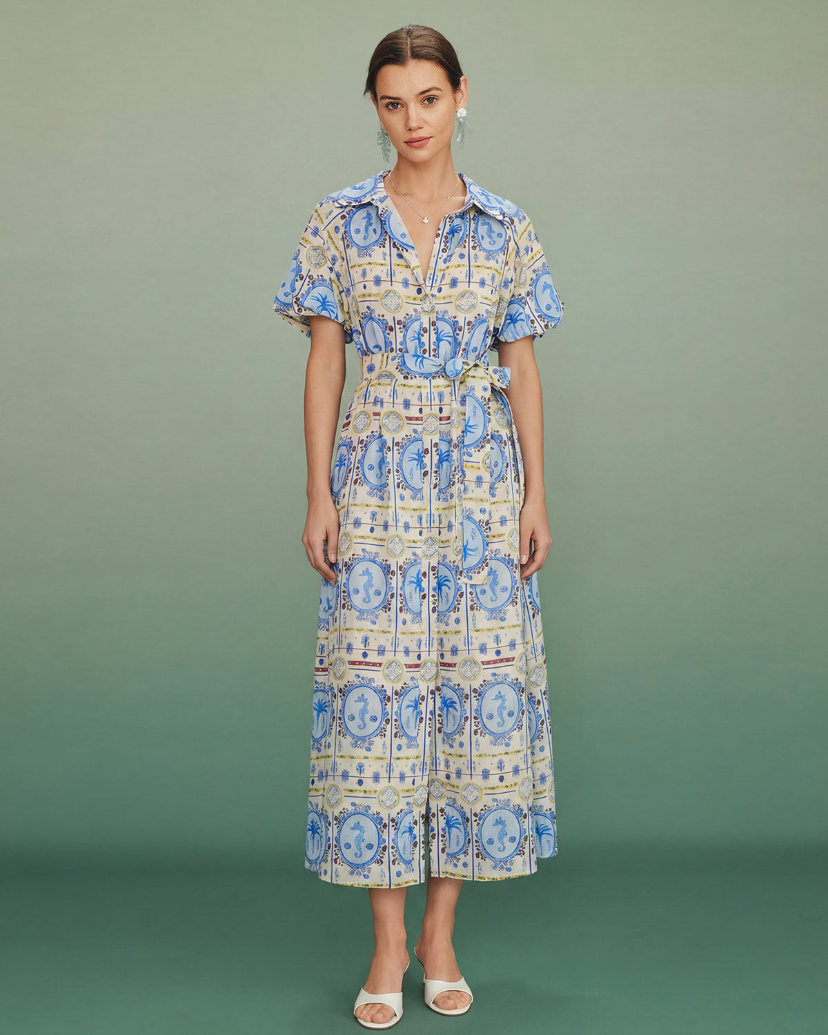 Floral Collar Tunic Midi Dress & Reviews - Multi - Dresses