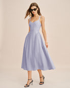 Women's Woven Linen Midi Dress Dresses - RIHOAS
