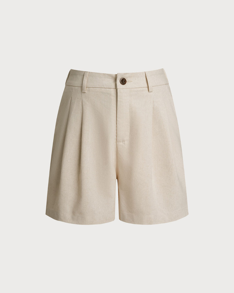Women's woven linen Shorts Apricot Bottoms - RIHOAS