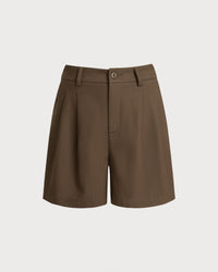 Women's woven linen Shorts Coffee Bottoms - RIHOAS