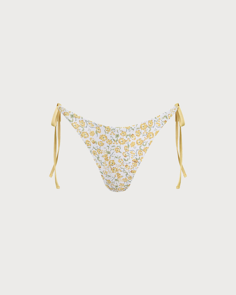 Women's Woven Polyester Bikini Bottoms Yellow Bikinis - RIHOAS