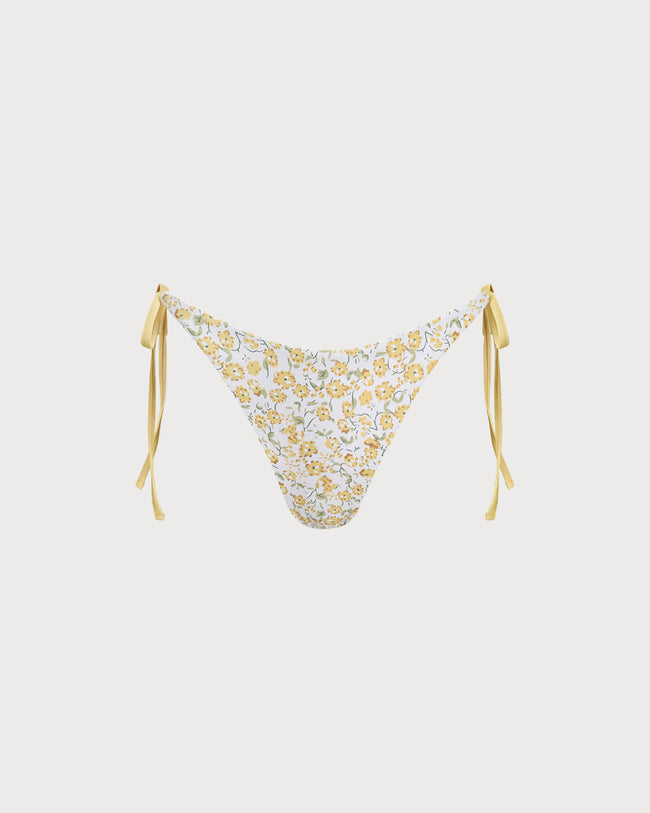 Women's Woven Polyester Bikini Bottoms Yellow Bikinis - RIHOAS