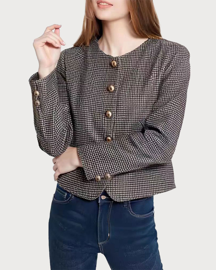 Women's Woven Polyester Blazer Black Outerwear - RIHOAS