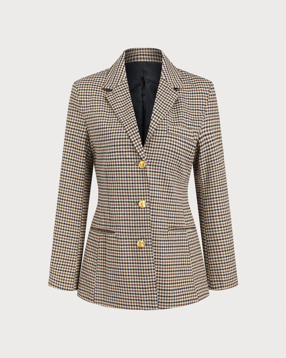 Women's Woven Polyester Blazers Khaki Outerwear - RIHOAS