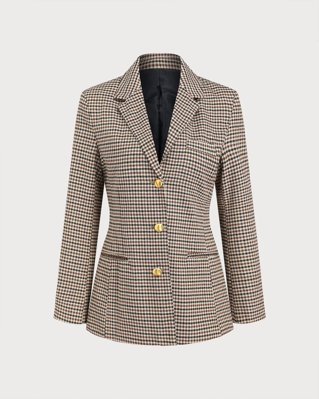 Women's Woven Polyester Blazers Khaki Outerwear - RIHOAS