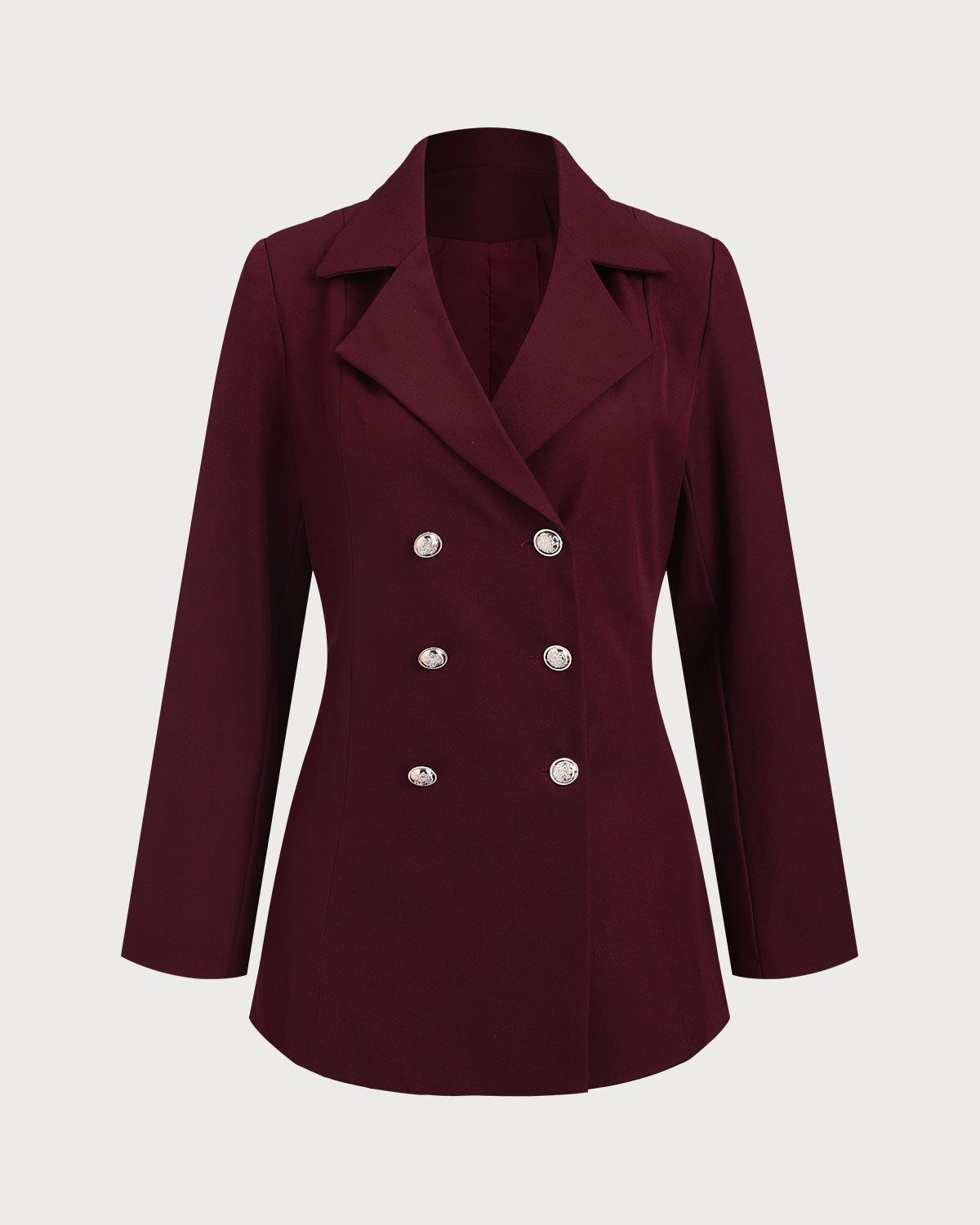 Women's Woven Polyester Blazers Wine Red Outerwear - RIHOAS