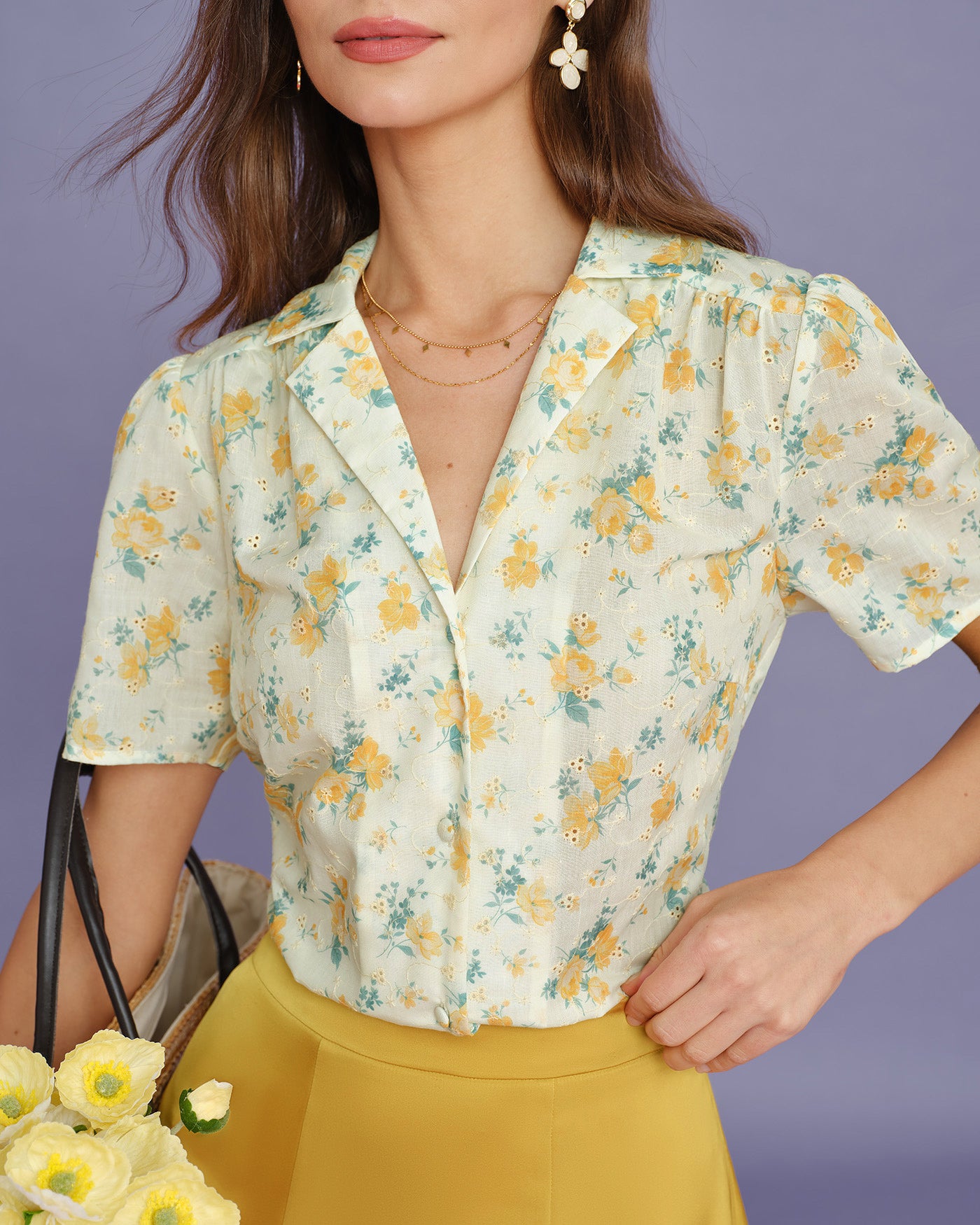 Women's Woven Polyester Blouses Tops - RIHOAS
