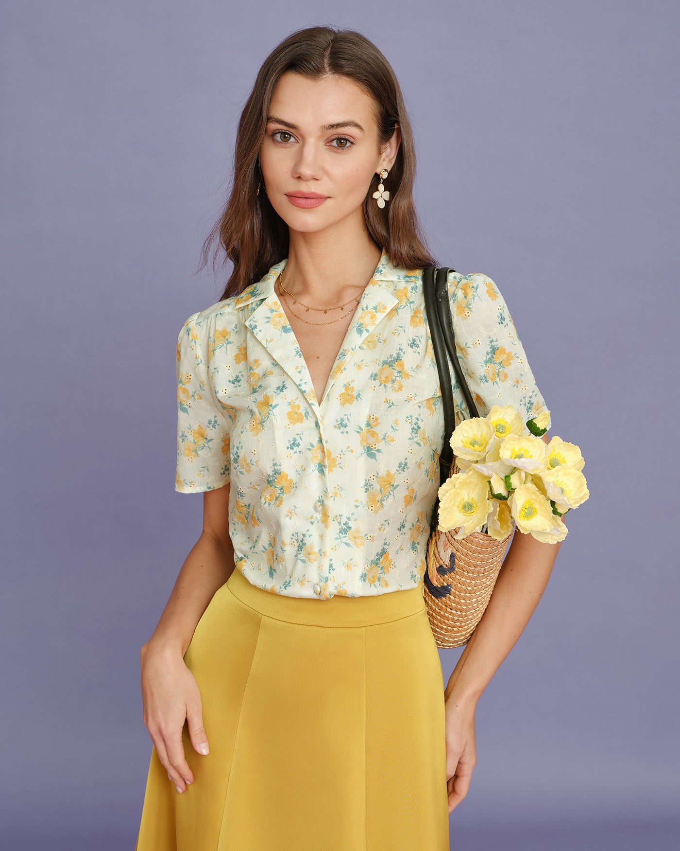Women's Woven Polyester Blouses Tops - RIHOAS