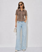 Women's Woven Polyester Blouses Tops - RIHOAS