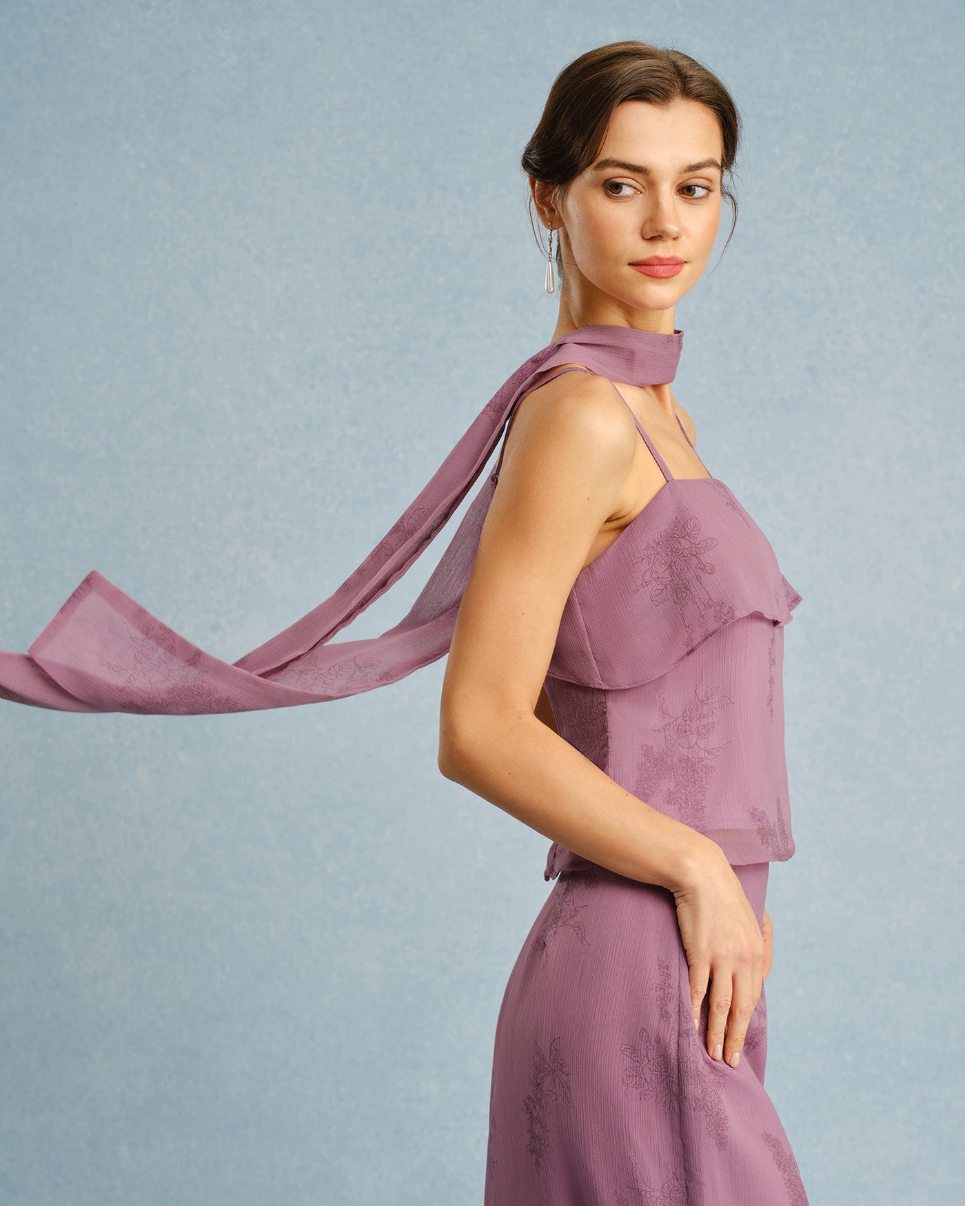 purple dress tops Rihoas Square Neck Floral Chiffon Cami When the dress makes princess_tulle_dress dress clothes Cup:6
